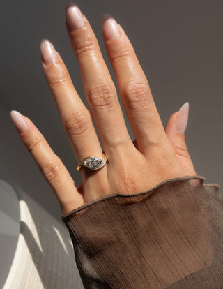 1.0 - 2.0 CT Marquise Cut Lab Grown Diamond Pavé Unique Setting Engagement Ring