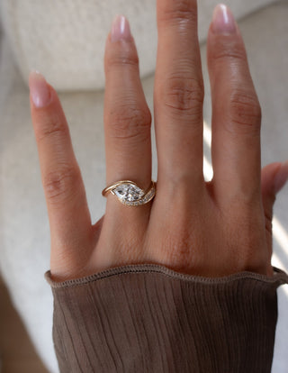 1.0 - 2.0 CT Marquise Cut Lab Grown Diamond Pavé Unique Setting Engagement Ring