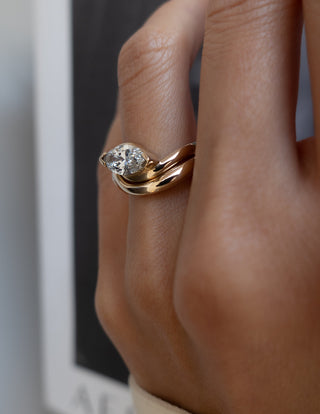 1.0 - 2.0  CT Marquise Cut Lab Grown Diamond Solitaire Setting Bridal Set