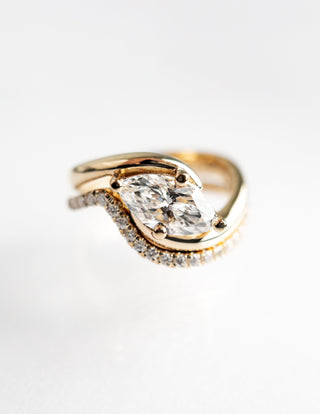 1.0 CT - 2.0 CT  Marquise Cut Lab Grown Diamond Solitaire Setting Bridal Set