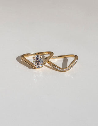 0.50-1.0 CT Oval Cut Lab Grown Diamond Solitaire Bridal Ring Set