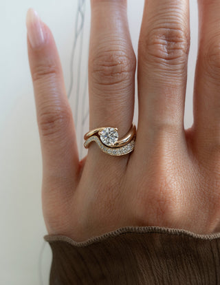 1.0-2.0 CT Round Cut Lab Grown Diamond Solitaire Style Bridal Ring Set