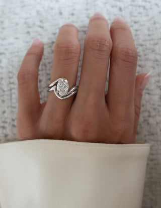 1.50- 3.0 CT Oval cut Lab Grown Diamond Solitaire Setting Bridal Set