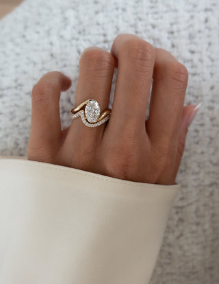 1.50- 3.0  CT Oval Cut  Lab Grown Diamond Solitaire Setting Bridal Set