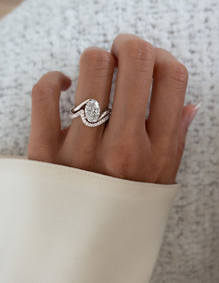 1.50- 3.0  CT Oval Cut  Lab Grown Diamond Solitaire Setting Bridal Set