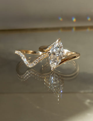 1.0 - 2.0  CT Marquise Cut Lab Grown Diamond  Solitaire Bridal Set