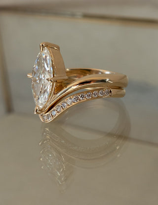 1.0 - 2.0  CT Marquise Cut Lab Grown Diamond  Solitaire Bridal Set