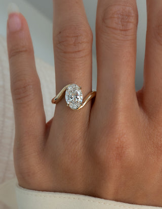 1.0 -2.0 CT Oval Cut Lab Grown Diamond Bypass Engagement Ring