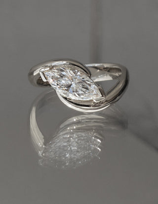 1.0 - 2.0 CT Marquise Cut Lab Grown Diamond Unique Setting Engagement Ring