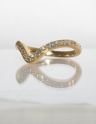 0.50 TCW Round Lab Grown Diamond Curved  Pave Wedding Band