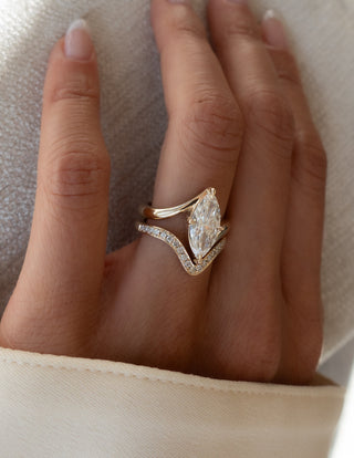 1.0 - 2.0  CT Marquise Cut Lab Grown Diamond  Solitaire Bridal Set