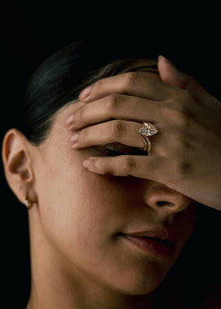 1.0 - 2.0  CT Marquise Cut  Lab Grown Diamond Solitaire Bridal Set