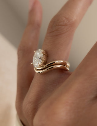 1.50- 3.0 CT Oval cut Lab Grown Diamond Solitaire Setting Bridal Set