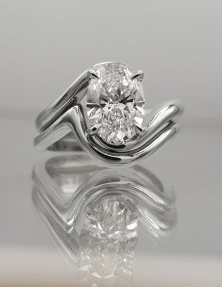 1.50- 3.0 CT Oval cut Lab Grown Diamond Solitaire Setting Bridal Set