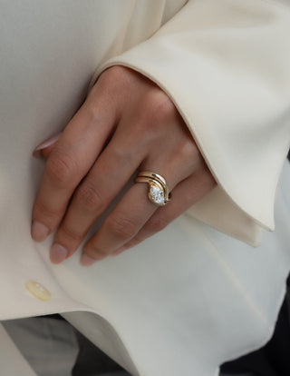 1.0 CT-2.0 CT  Marquise Cut Lab Grown Diamond Solitaire Setting Bridal Set