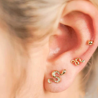 0.14 TCW Round Moissanite Diamond Snake Studs Earrings