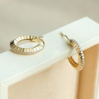 0.25 TCW Round Moissanite Diamond Crystal Hoop Earring