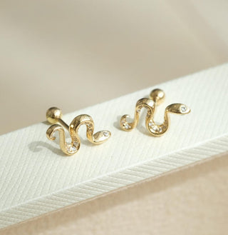 0.14 TCW Round Moissanite Diamond Snake Studs Earrings