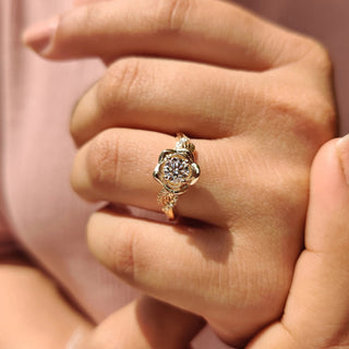 1.0 - 2.0 CT Round Cut Moissanite Nature Inspired Engagement Ring