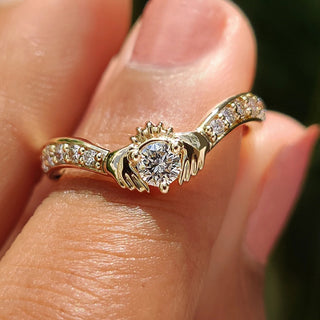 0.50 - 1.50 CT Round Cut Moissanite Pave Engagement Ring