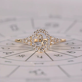 0.45 TCW Round Side Capricorn zodiac Ring