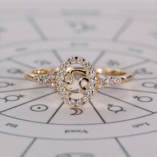 0.45 TCW Round Side Cancer zodiac Ring