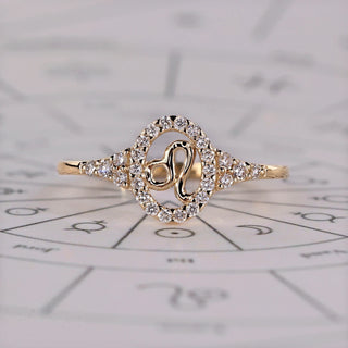 0.45 TCW Round Side Leo zodiac Ring