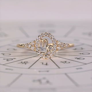 0.45 TCW Round Side Capricorn zodiac Ring