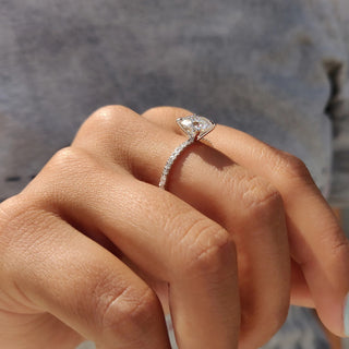 0.5 - 1.5 CT Round Cut Moissanite Pave Engagement Ring