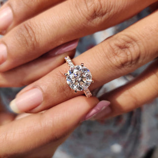 1.0 - 2.0 CT Round Cut Moissanite Hidden Halo Engagement Ring