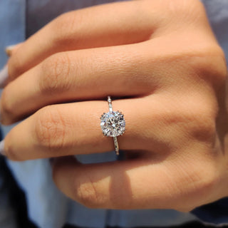 1.0 - 2.0 CT Round Cut Moissanite Pave Engagement Ring