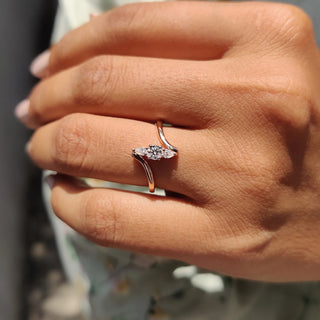 1 TWC Round & Pear Cut Moissanite Engagement Ring