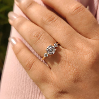 0.5 - 1.5 CT Round Cut Moissanite Hidden Halo Engagement Ring