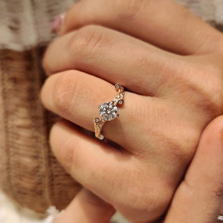 0.5 - 1.0 CT Round Cut Moissanite Nature Inspired Engagement Ring