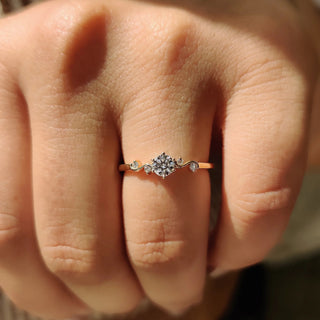 0.5 - 1.5 CT Round Cut Moissanite Five Stone Engagement Ring