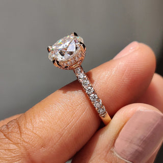 1.0 - 2.0 CT Round Cut Moissanite Hidden Halo Engagement Ring