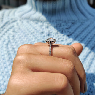 1.0 - 2.0 CT Round Cut Moissanite Halo Engagement Ring