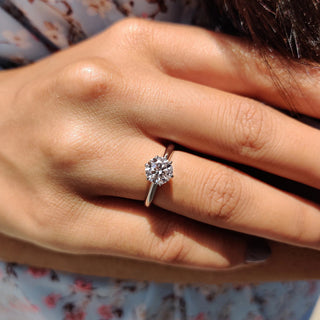 0.5 - 1.5 CT Round Cut Moissanite Solitaire Engagement Ring