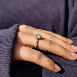 1.0 - 2.0 CT Round Cut Moissanite Halo Engagement Ring