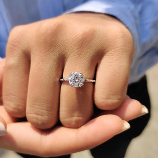 1.0 - 2.0 CT Round Cut Moissanite Pave Engagement Ring