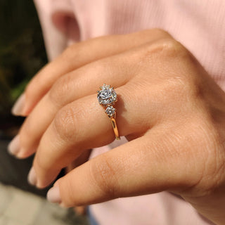 0.5 - 1.5 CT Round Cut Moissanite Hidden Halo Engagement Ring