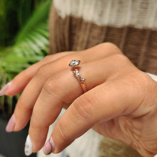 0.5 - 1.0 CT Round Cut Moissanite Nature Inspired Engagement Ring