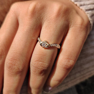 0.50 - 1.50 CT Round Cut Moissanite Pave Engagement Ring