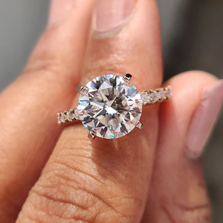 1.0 - 2.0 CT Round Cut Moissanite Hidden Halo Engagement Ring