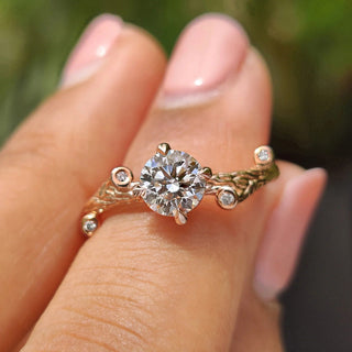 0.5 - 1.0 CT Round Cut Moissanite Nature Inspired Engagement Ring