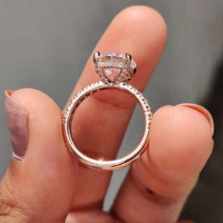 1.0 - 2.0 CT Round Cut Moissanite Hidden Halo Engagement Ring