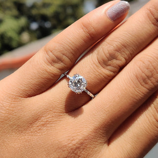 1.0 - 2.0 CT Round Cut Moissanite Pave Engagement Ring