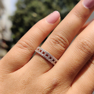 1.0 TCW Round Moissnaite Full Eternity Wedding Band