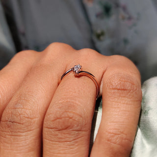 1 TWC Round & Pear Cut Moissanite Engagement Ring