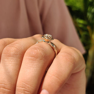 1.0 - 2.0 CT Round Cut Moissanite Nature Inspired Engagement Ring